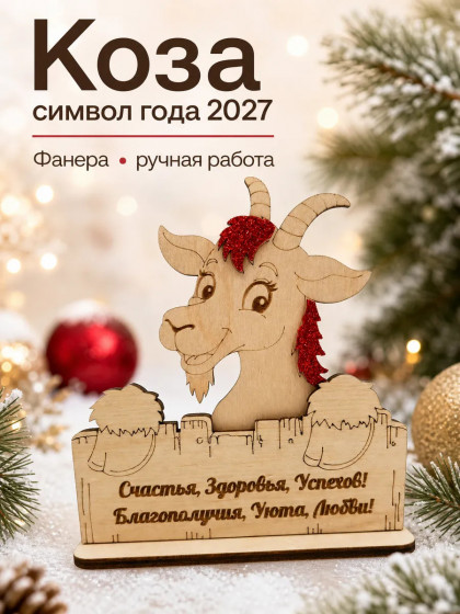 Фигурка козы символ года 2027 из фанеры Фигурка козы символ года 2027 из фанеры