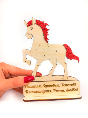 Фигурка-статуэтка новогодняя деревянная лошадка 